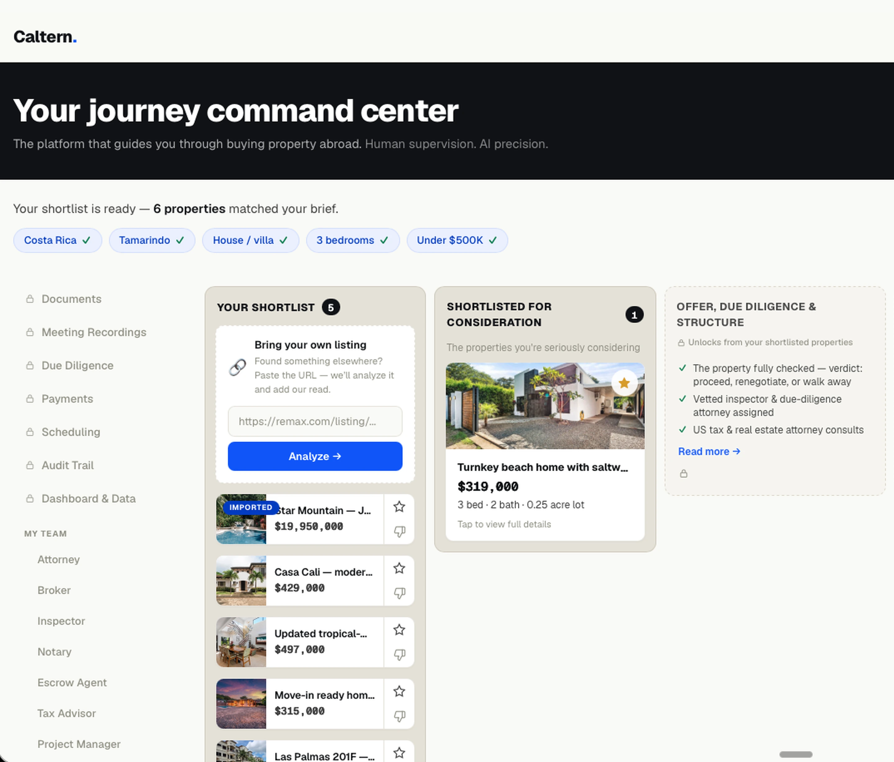 Caltern Buyer Portal — your journey command center